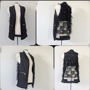 Black one-of-a-kind vest -  Small/Medium Sheer Panels Handmade